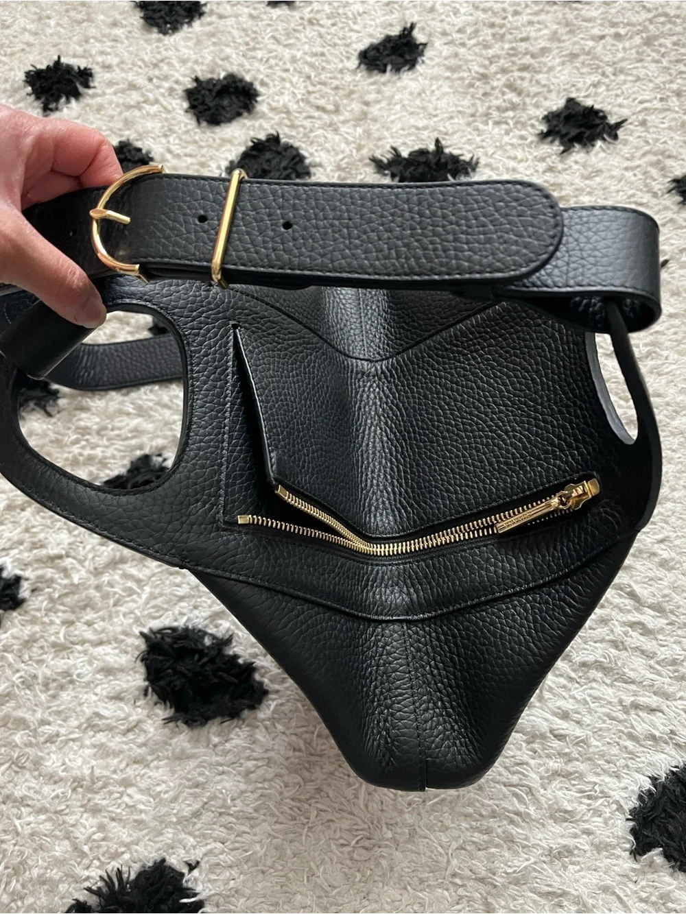 CUYANA Paloma Bag Black Pebbled Leather Tote Bag